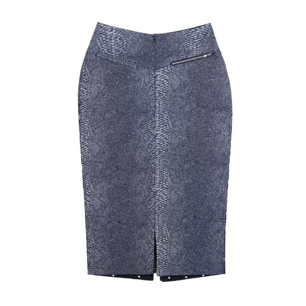 Y2k Vintage Designer Babyghost Denim Pencil Skirt Polka Dot Python Ooak